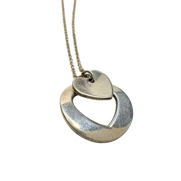 Tiffany & Co. 2 Heart Necklace - Stencil Heart Pendant with Cutout Heart - Picture 11 of 16
